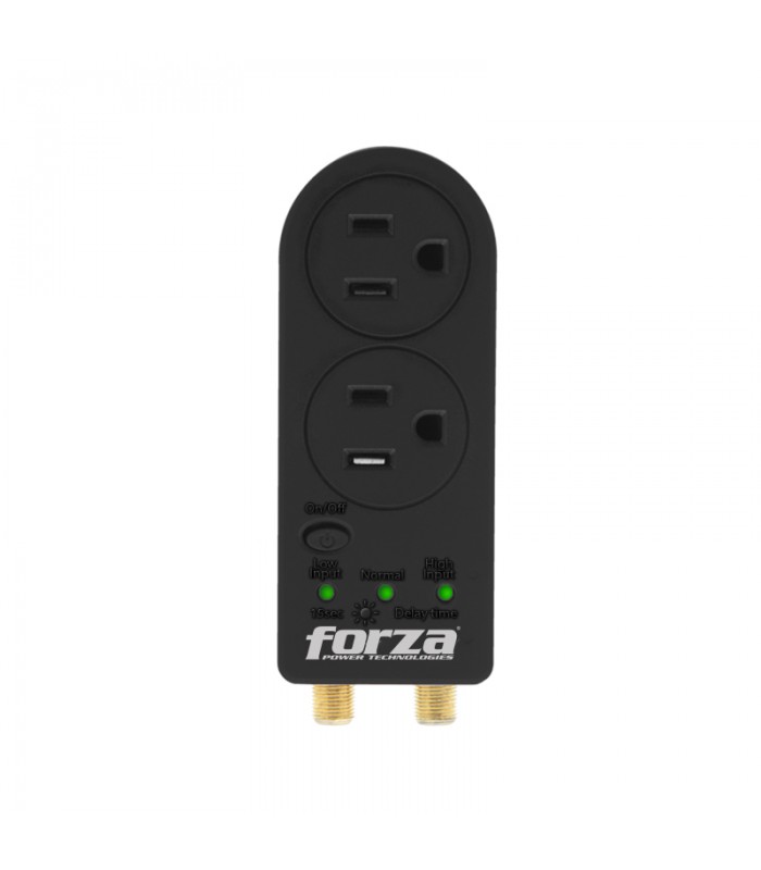 PROTECTOR FORZA FVP-0200C ZION-2K30 400J/1800W BLACK 120V 50/60Hz, 2NEMA 5-15P, 2xCOAX, 350°G