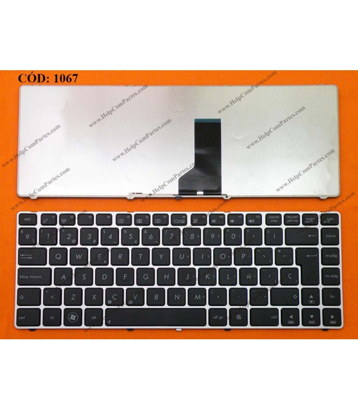 TECLADO ASUS A42 K42 K43 X42 X44 N43 N82 U35 U45 UL30 UL30A UL30VT SERIES 04GNWT1KSP00-3 BK/SILVER SP ORIG.