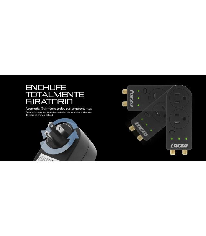 PROTECTOR FORZA FVP-0200C ZION-2K30 400J/1800W BLACK 120V 50/60Hz, 2NEMA 5-15P, 2xCOAX, 350°G