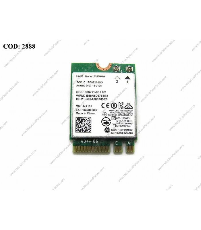 WI-FI M.2 NGFF 2230 INTEL DB 8260 AC 8260NGW 802.11A/G/N+AC 2X2 BT 4.2 / EliteBook 745 820 828 840 G3 SERIES 806721-001 ORIG