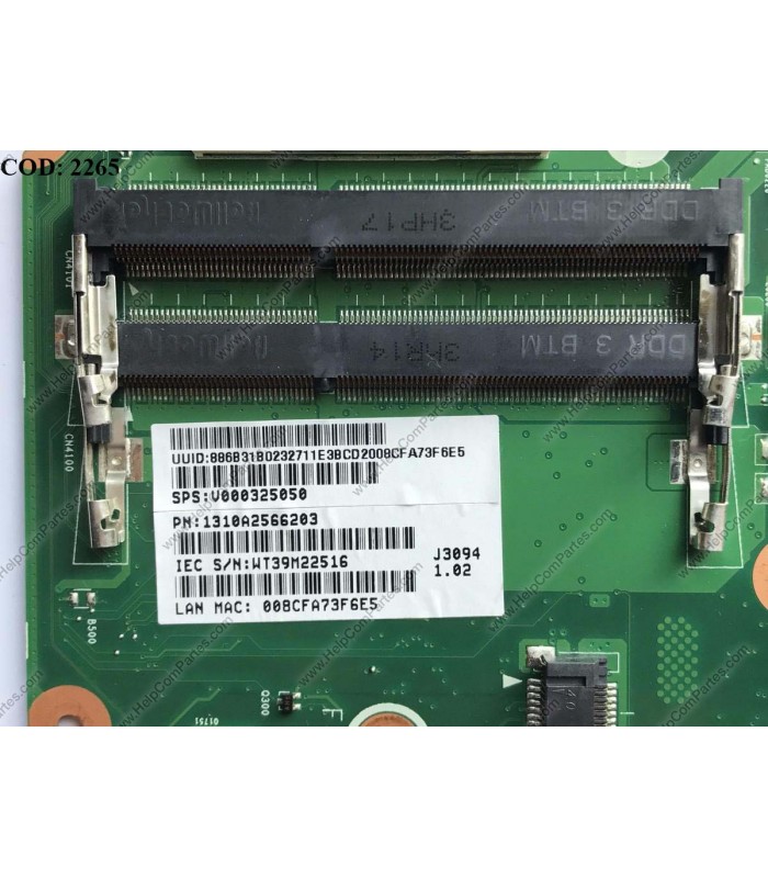 MBO TOSHIBA SATELLITE C50 C50-A C55T-A C55-A SERIES INTEL HM76 V000325050