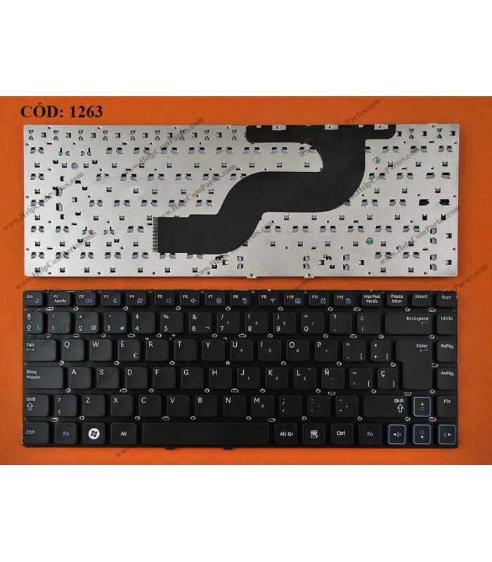 TECLADO SAMSUNG RV411 RV412 RV415 RV420 RC410 SERIES SIN MARCO V122960BS1 BK SP ORIG.