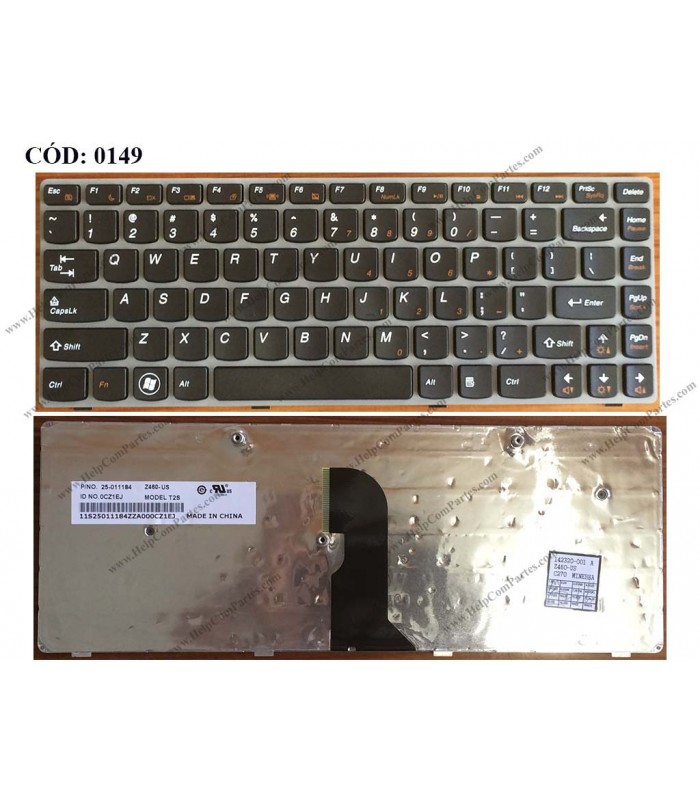 TECLADO LENOVO IDEAPAD Z450 Z460 Z460A Z460G Z460-RU Z460-US Z465 Z465A Z465G SERIES 25-011184 US BK ORIG.
