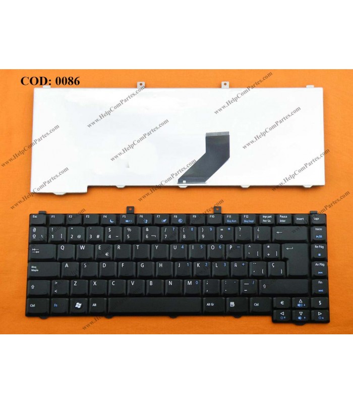TECLADO ACER ASPIRE 1670 3100 3600 3650 3690 5030 5100 5110 5500 5610 SERIES SIN MARCO PK13ZHU01K0 BK SP ORIG.