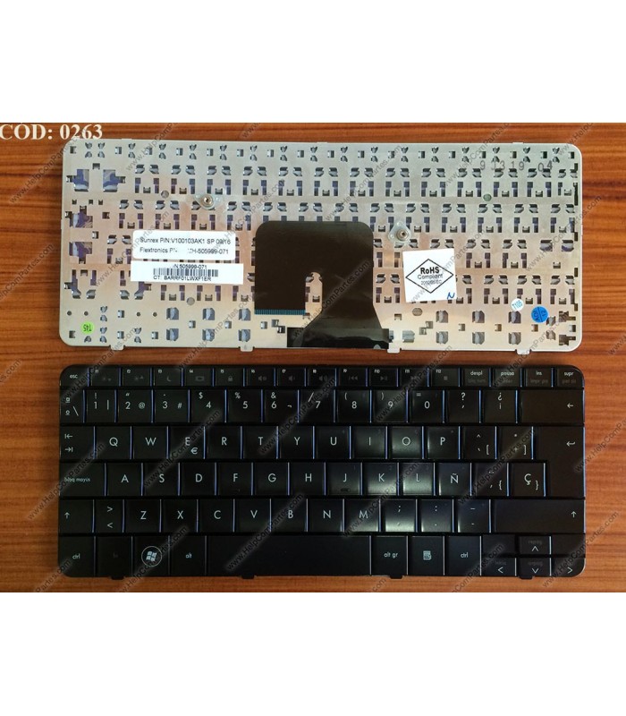 TECLADO HP PAV DV2-1100 DV2-1000 DV2-1200 SERIES SIN MARCO 516792-071 BK SP ORIG.