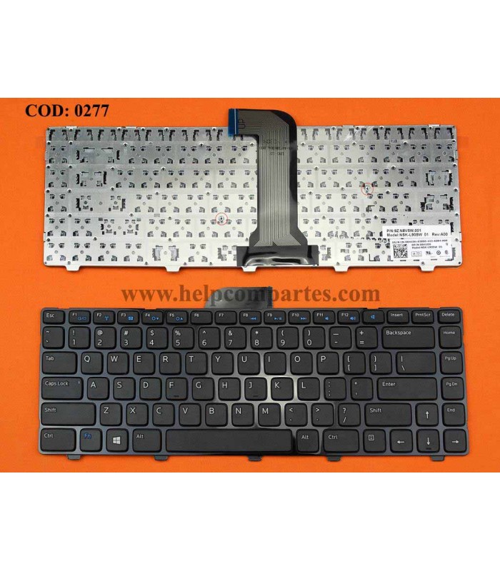 TECLADO DELL INSP.14 3421 14R 14V 2308 2408 2518 5523 5421 SERIES GLOSSY 06H10H BK US ORIG.