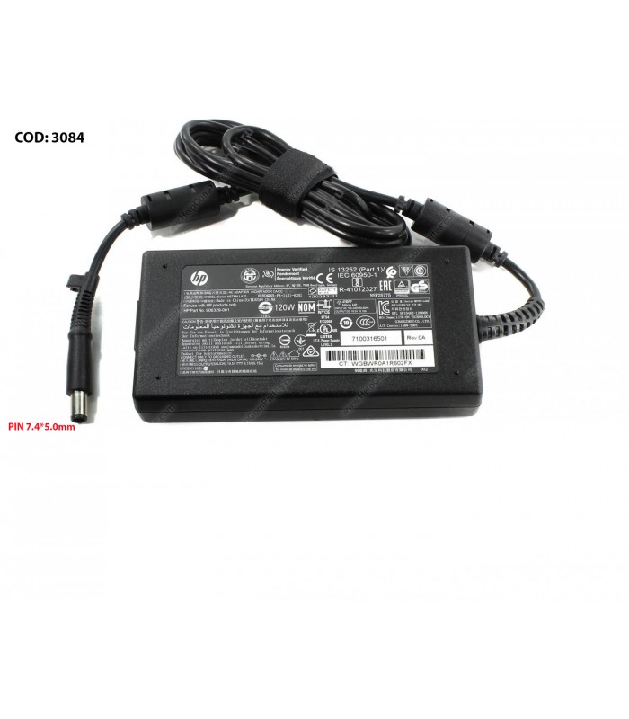 CARGADOR HP 19.5V---6.15A 120W PIN 7.4*5.0 100-240V~ US 50-60Hz 3PRONG 906329-001 ORIG.