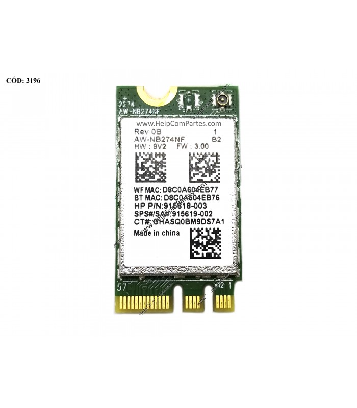 WI-FI M.2 NGFF 2230 REALTEK 802.11 B/G/N 1×1 WIFI + BT4.2 /14-CM 14-CK 14Z-CM 14T-CM 15-DB 15DS 15DW SERIES L21480-005 ORIG.