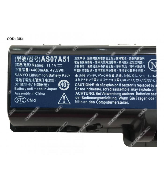 BATERIA ACER 11.1V---47.5WH 6C AS07A51/ASPIRE 2930 4230 4310 4710 5236 5735Z 5738G SERIES OEM