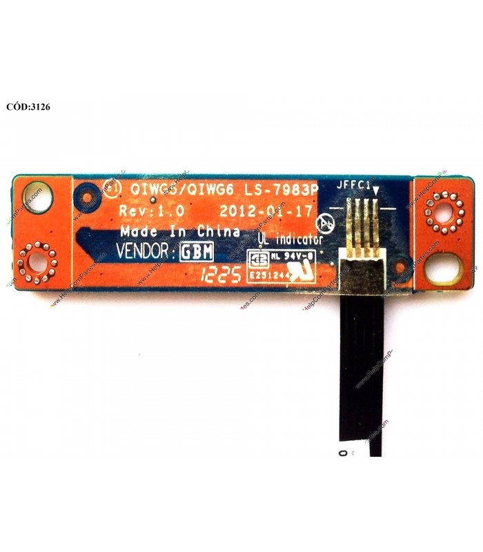 POWER BUTTON LENOVO BD W/CABLE IDEAP. P585 P580 N580 N585 G580 G585 G570 W/CABLE NBX00015B00 QIWG5/QIWG6 LS-7983P