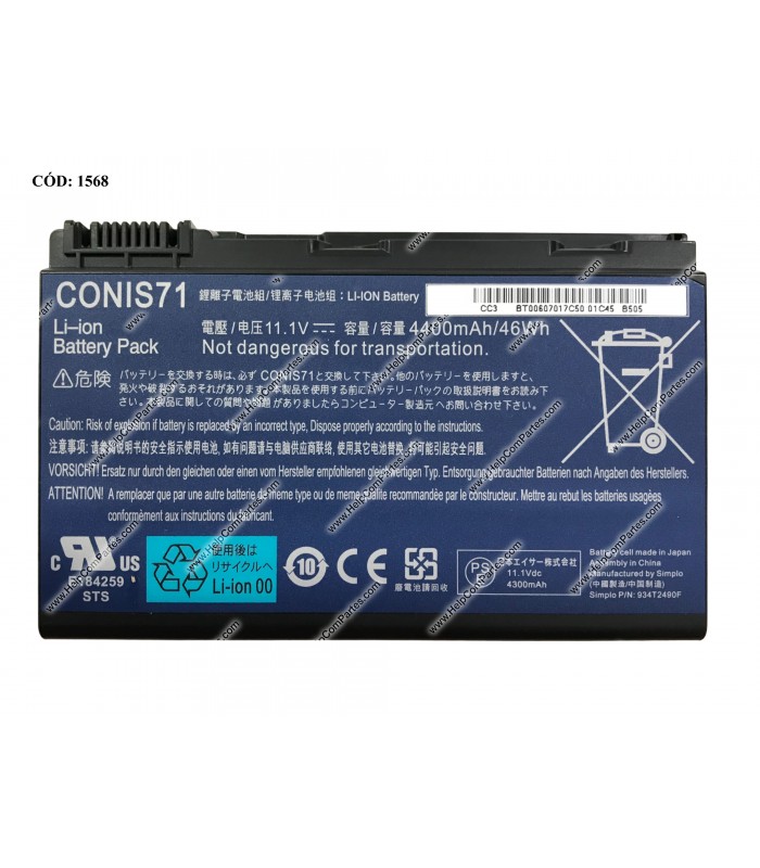 BATERIA ACER 11.1V---46WH 6C/EXTENSA 5630 5630EZ 5630G 5630Z TRAVELMATE 5630 5220G 5730G 7220 SERIES CONIS71 OEM