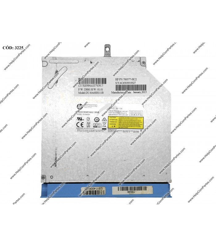 ODD DVD-WRITER. 9.5mm HP DVD+RW DU-8A6SH111B SATA 762503-001 BEZEL CY 762503-001 ORIG. (DS)
