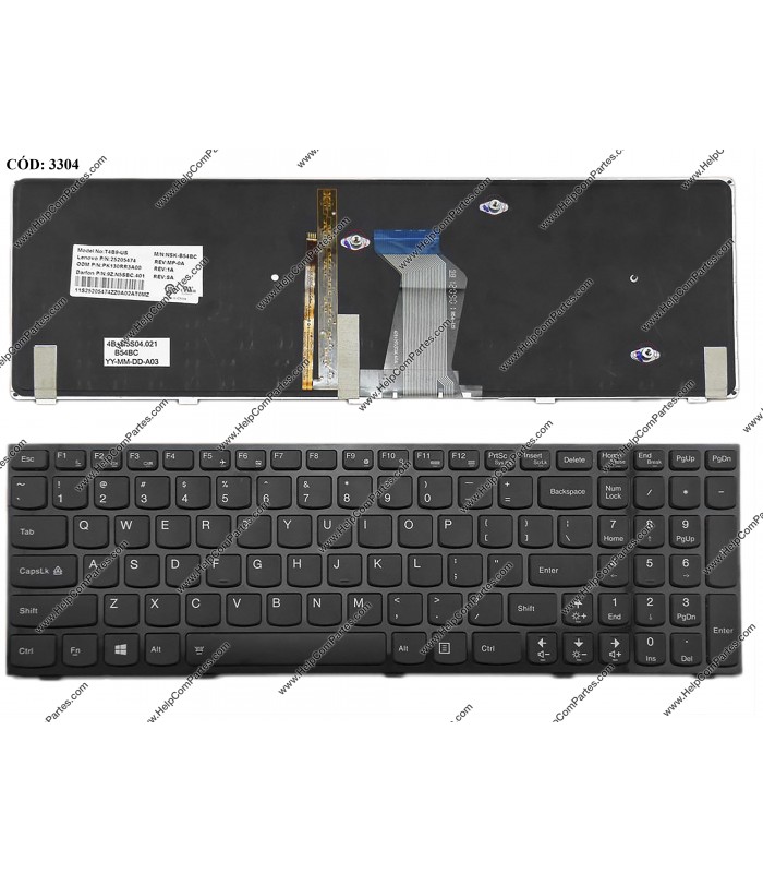 TECLADO LENOVO Y500 Y500N Y500NT Y500S Y510 Y510P Y590 Y590P SERIES +BACKLIT 25205408 BK US ORIG.