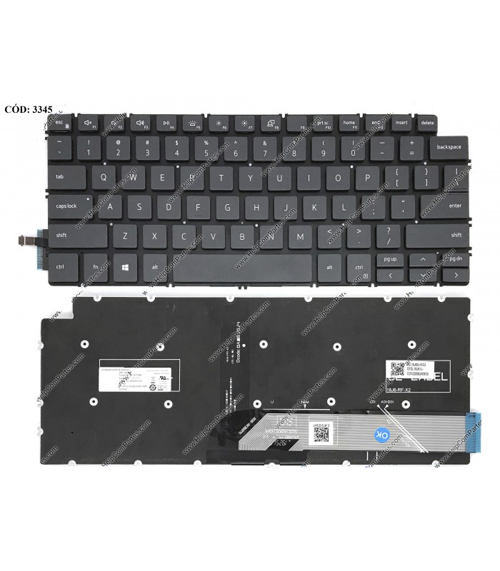 TECLADO DELL INSP. 14 7490 7491 14 5401 5402 5405 5408 5409 5490 5493 5494 5498 13 5300 5390 5301 SERIES GR KB-BL US ORIG.