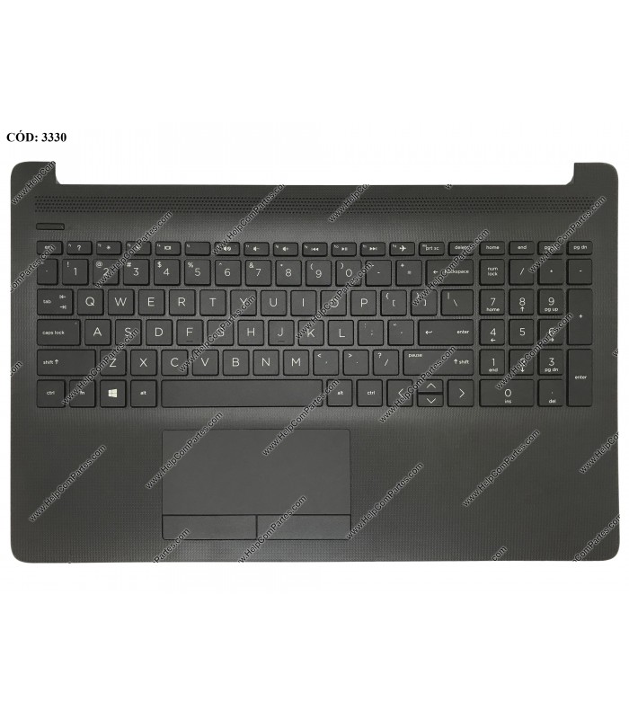 HP ASSY W/KB W/PLMRST W/TP /HP 250 255 256 G7 15-DA 15-DB 15T-DA 15T-DB 15-DR 15Z-DB 15G-DR SERIES 15.6" L20387-001 BLK US ORIG.