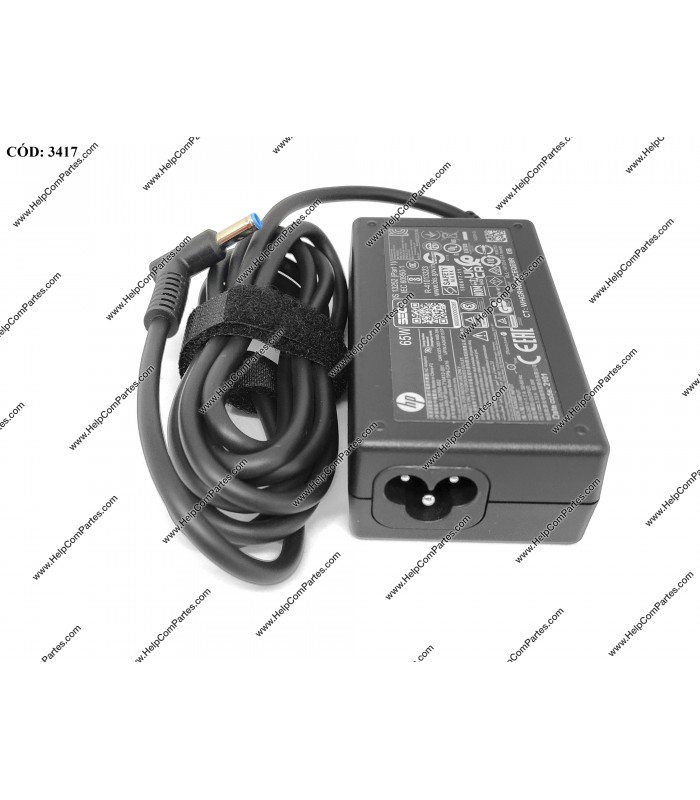 CARGADOR HP 19.5V---3.33A 65W PIN 4.5*3.0 100-240V~ US 50-60Hz 3PRONG SIN CABLE DE PODER 710412-001 ORIG.