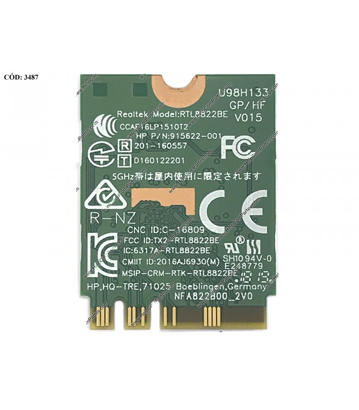 WI-FI M.2 NGFF 2230 REALTEK RTL8822BE WIFI 802.11 a/b/g/n/ac BT 4.2 M.2 / 915622-001 ORIG.