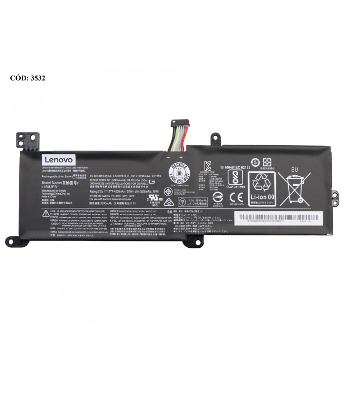 BATERIA LENOVO 7.6V---30Wh 2C L16C2PB2/S145-14 V14-ADA S145-15 330-15 V145-15 V15-ADA 320-15 320-14 SERIES 5B10W67310 ORIG.