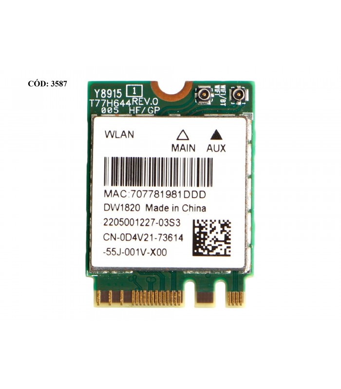 WI-FI M.2 NGFF 2230 DELL DW1820 0D4V21 / 802.11 b/g/n,BT4.1+HS/INSPIRON 13 7359 5378 15 5584 5585 3584 3585 3781 ORIG.