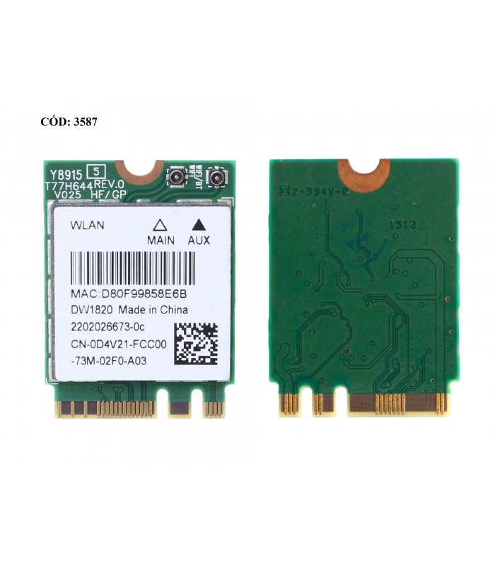 WI-FI M.2 NGFF 2230 DELL DW1820 0D4V21 / 802.11 b/g/n,BT4.1+HS/INSPIRON 13 7359 5378 15 5584 5585 3584 3585 3781 ORIG.
