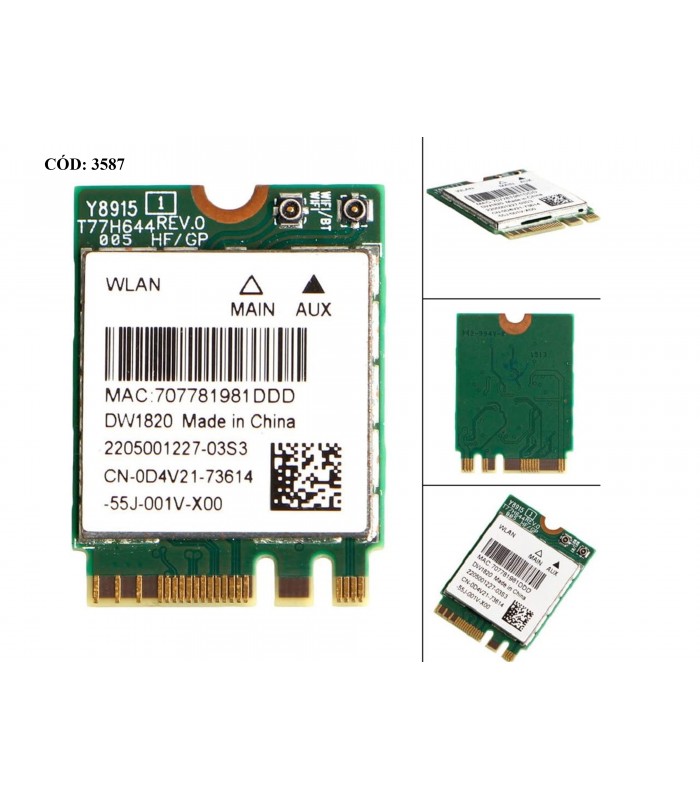 WI-FI M.2 NGFF 2230 DELL DW1820 0D4V21 / 802.11 b/g/n,BT4.1+HS/INSPIRON 13 7359 5378 15 5584 5585 3584 3585 3781 ORIG.