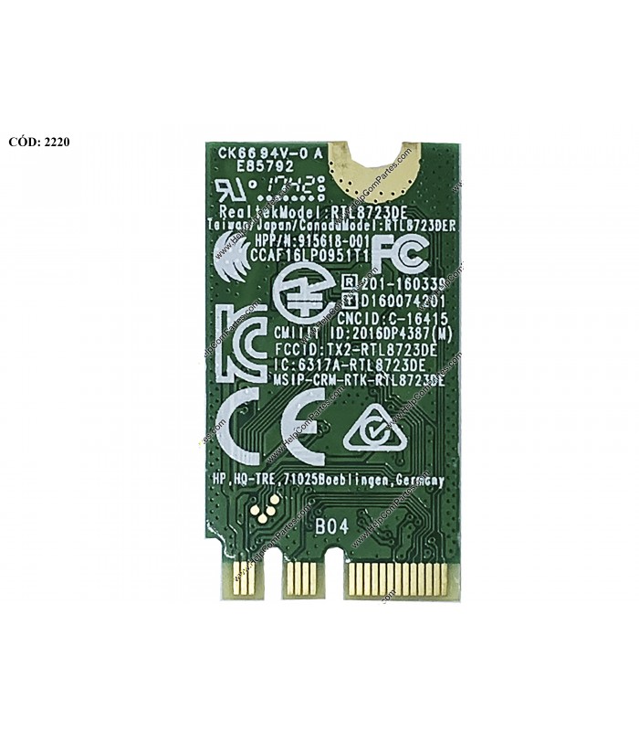 WI-FI M.2 NGFF 2230 REALTEK RTL8723DE 1X1 WIFI + BT 4.2 / 240 245 250B G6 14-BA 15-BW 15-BS SERIES 927230-855 915619-001 ORIG.