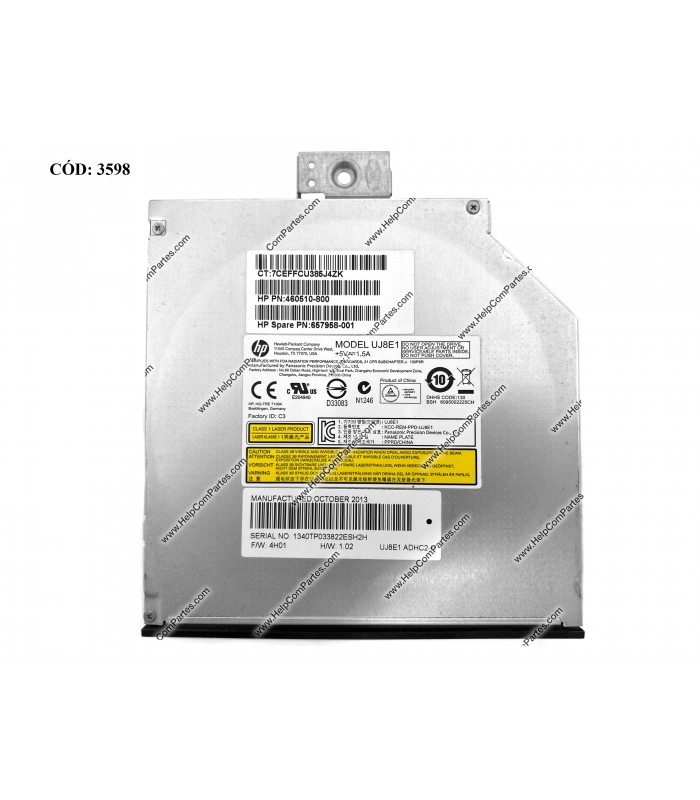 ODD DVD-WRITER. 12.7mm HP DVD+RW UJ8E1 SATA SLIM BEZEL BLACK 657958-001 ORIG. (DS)