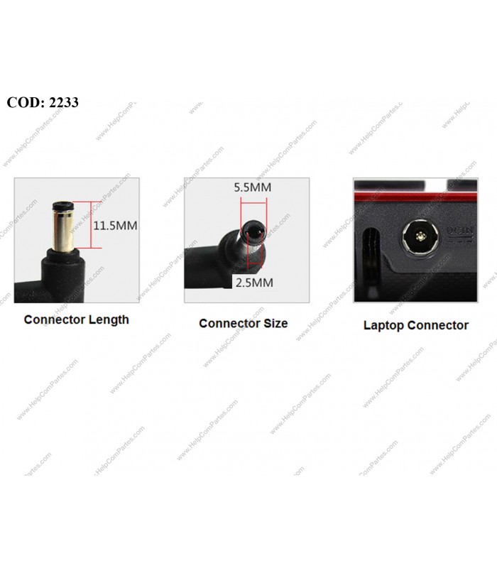 CARGADOR ASUS 19V---1.75A 33W PIN 5.5*2.5 100-240V~ US 50-60Hz 2PRONG AD890326 OEM