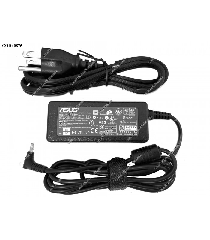 CARGADOR ASUS 19V---1.75A 33W PIN 3.0*1.1 100-240V~ US 50-60Hz 3PRONG AD59230 OEM