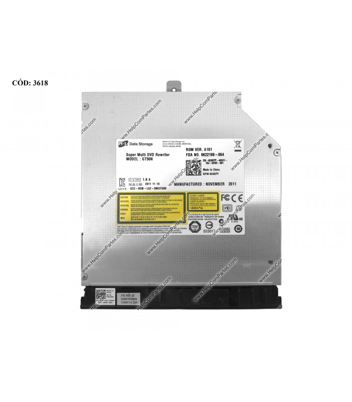ODD DVD-WRITER. 12.7mm DELL INSPIRON DVD+RW GT50N SATA SLIM BEZEL BLACK 0C0XPY ORIG. (DS)