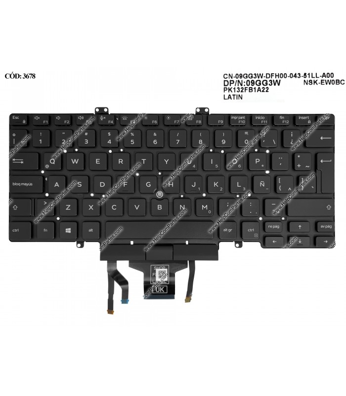 TECLADO DELL LATITUDE 5400 5401 5402 5410 5411 7400 +BL+POINT SERIES 09GG3W BK LA ORIG.