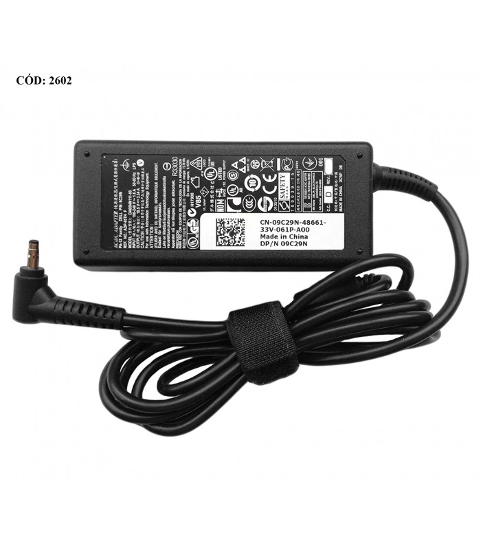 CARGADOR DELL 19.5V---3.34A 65W PIN 4.0*1.7 100-240V~ US 50-60Hz 3PRONG SIN CABLE DE PODER 09C29N OEM