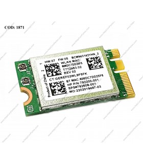 WI-FI M.2 NGFF 2230 BROADCOM B/G/N BT4. P/N BCM943142Y 922608-001 792200-001