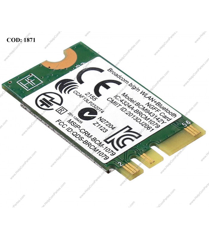WI-FI M.2 NGFF 2230 BROADCOM B/G/N BT4. P/N BCM943142Y 922608-001 792200-001
