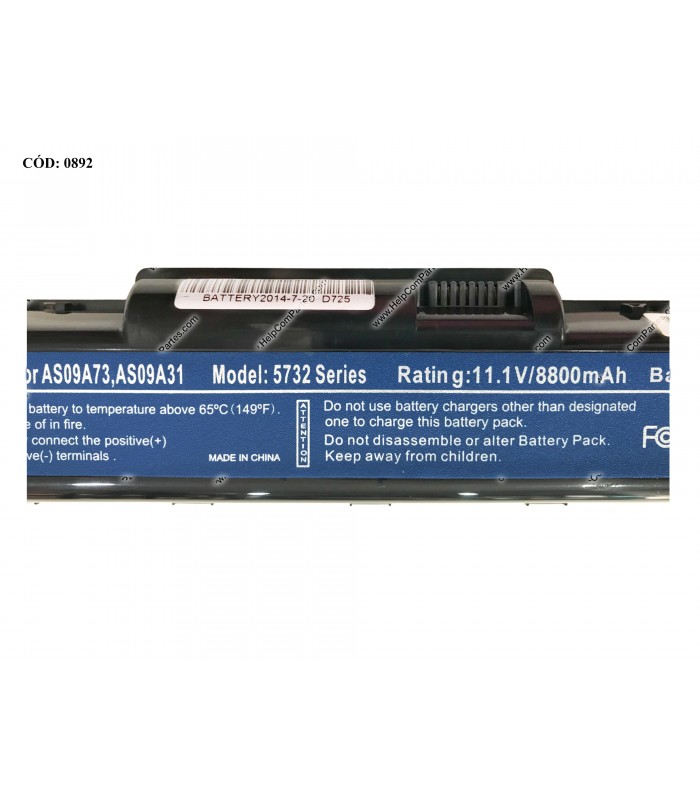 BATERIA ACER 11.1V---8800mAh 12C/ASPIRE 5516 5517 5732Z EASYNOTE TJ65 TR81 GATEWAY NV52 NV53 NV54 SERIES AS09A73 AS09A31 OEM