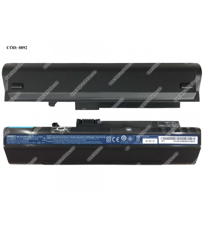BATERIA ACER 11.1V---58WH 6C/ASPIRE ONE A110 A150 AOA110 AOA150 D150 D250 ZG5 531H SERIES UM08B31 OEM