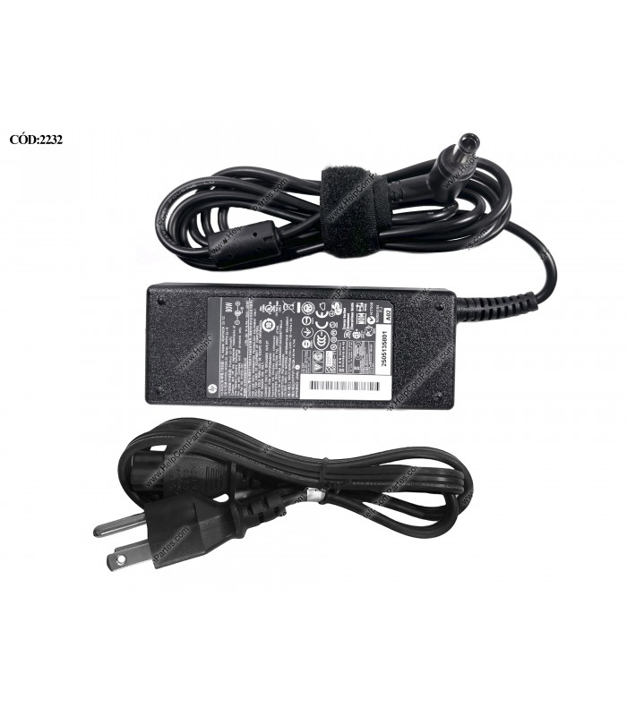 CARGADOR HP 19V---4.74A 90W PIN 7.4*5.0 100-240V~ US 50-60Hz 3PRONG 619752-001 ORIG.