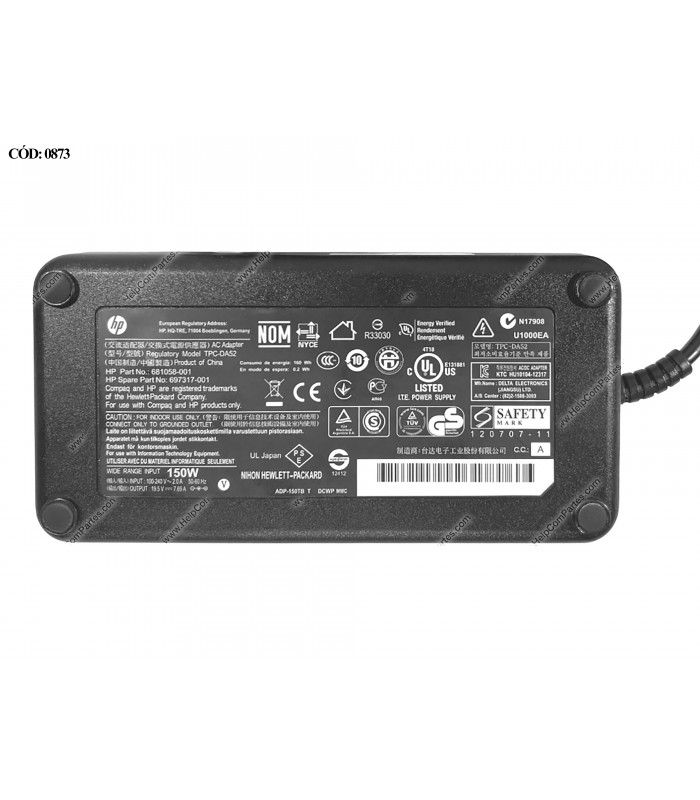 CARGADOR HP 19V---7.69A 150W PIN 7.4*5.0 100-240V~ US 50-60Hz 3PRONG 681058-001 OEM