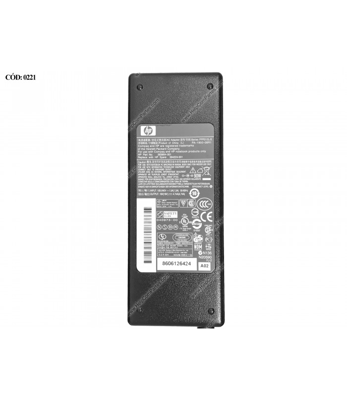 CARGADOR HP 19V---4.74A 90W PIN 4.8*1.7 100-240V~ US 50-60Hz 3PRONG 393954-001 394224-001 OEM