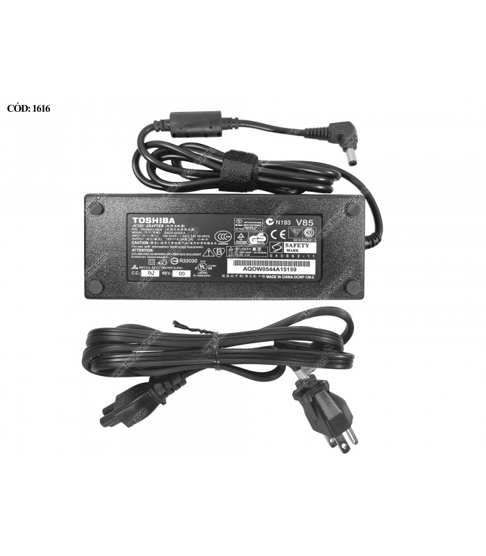 CARGADOR TOSHIBA 19V---6.3A 120W PIN 5.5*2.5 100-240V~ US 50-60Hz 3PRONG PA3467U-1ACA OEM