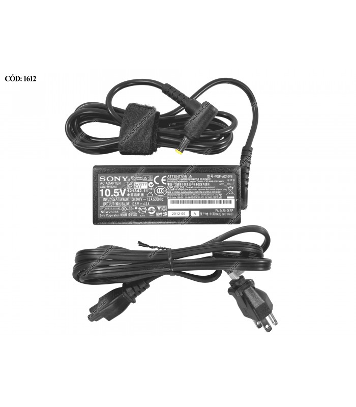 CARGADOR SONY 10.5V---4.3A 45W PIN 4.8*1.7 100-240V~ US 50-60Hz 3PRONG VGP-AC10V8 OEM