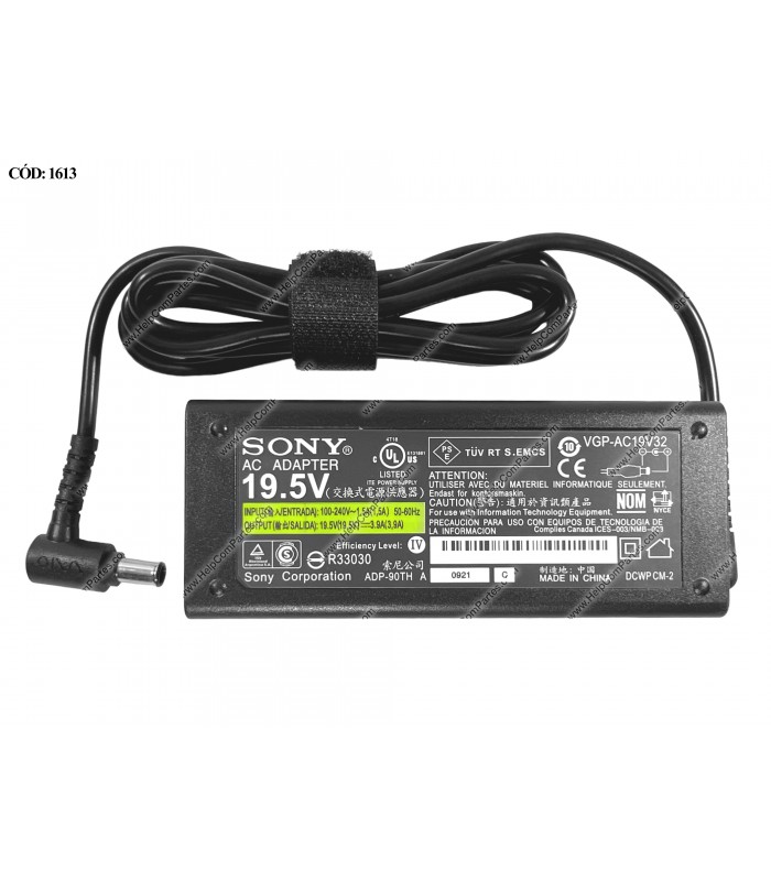 CARGADOR SONY 19.5V---3.9A 75W PIN 6.5*4.4 100-240V~ US 50-60Hz 3PRONG SIN CABLE DE PODER VGP-AC19V32 OEM