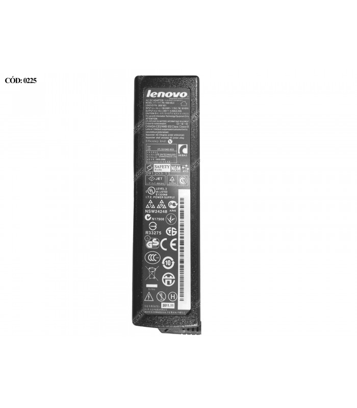 CARGADOR LENOVO 20V---3.25A 65W PIN 5.5*2.5 100-240V~ US 50-60Hz 3PRONG SIN CABLE DE PODER 36001651 OEM