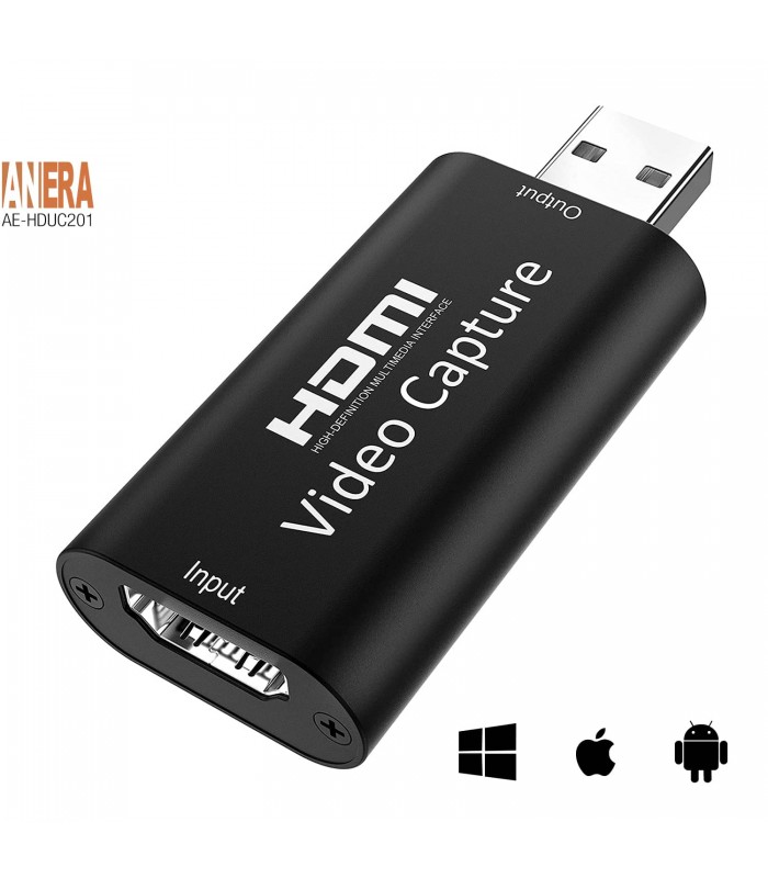 CAPTURADORA ANERA USB A HDMI VIDEO 4K 1080P 60FPS/ IMPUT MAX 4K OUTPUT MAX 1080P / AE-DUC201