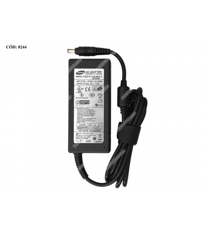 CARGADOR SAMSUNG 19V---3.16A 60W PIN 5.5*3.0 100-240V~ US 50-60Hz 3PRONG SIN CABLE DE PODER ADP-60FH B AD-6019S ORIG.