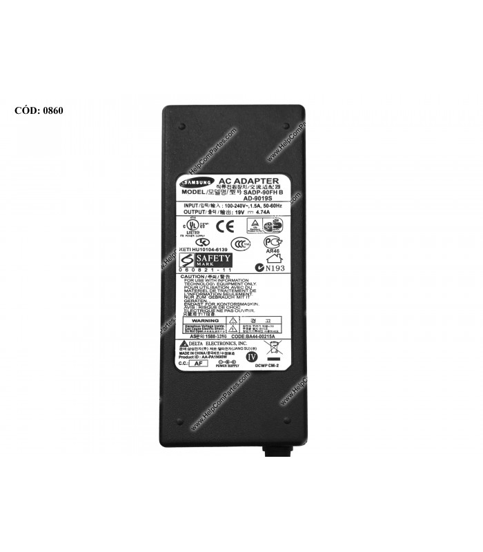 CARGADOR SAMSUNG 19V---4.74A 90W PIN 5.5*3.0 100-240V~ US 50-60Hz 3PRONG SIN CABLE DE PODER AD-9019S ORIG