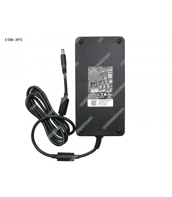 CARGADOR DELL 19.5V---12.3A 240.0W PIN 7.4*5.0 100-240V~ US 50-60Hz 3PRONG 0F4XHP ORIG.