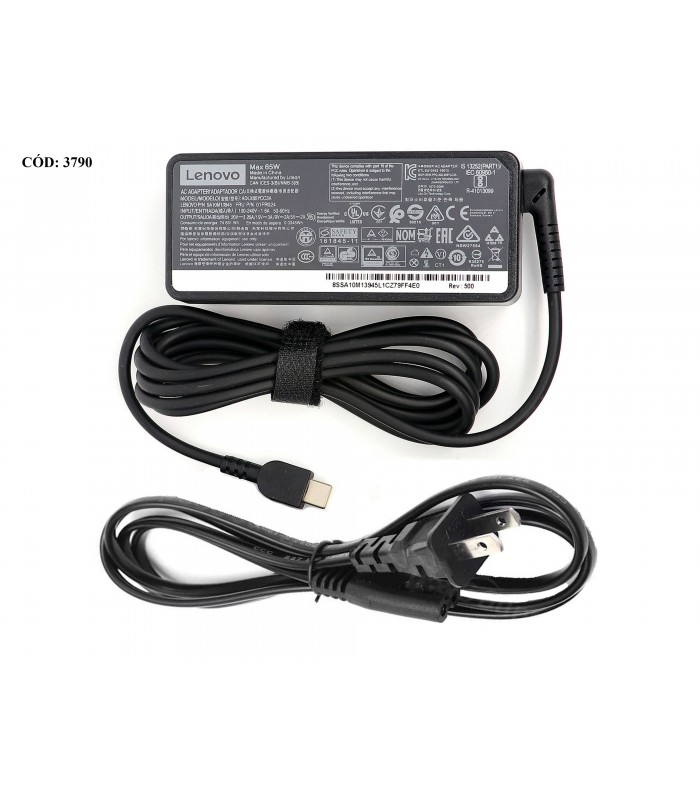 CARGADOR LENOVO USB-C 65W 20V---3.25A /15V---3A /9V---2A /5V---2A  100V-240V~ 50-60Hz US 2PRONG 01FR025 ORIG.