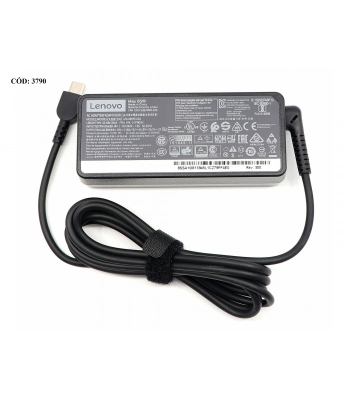 CARGADOR LENOVO USB-C 65W 20V---3.25A /15V---3A /9V---2A /5V---2A  100V-240V~ 50-60Hz US 2PRONG 01FR025 ORIG.