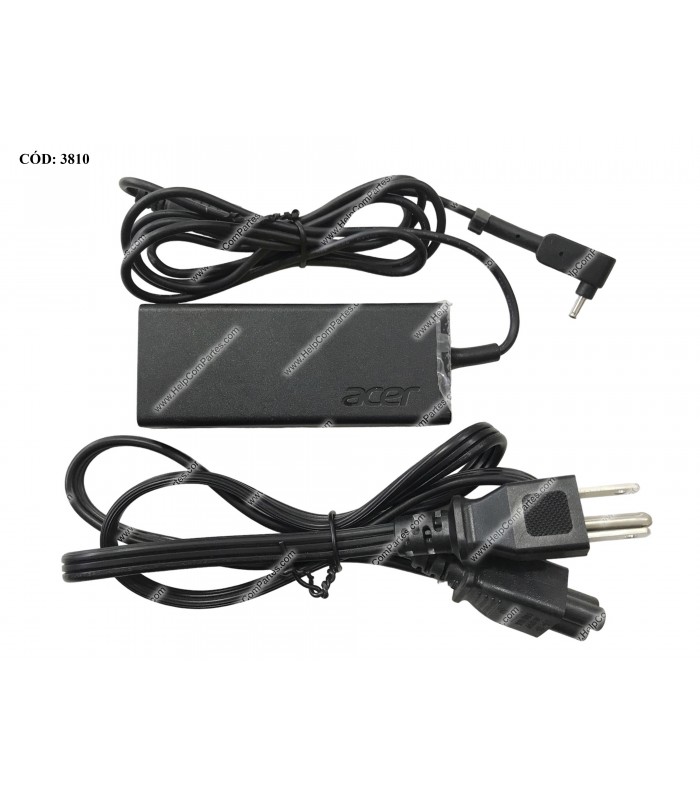CARGADOR ACER 19V---2.37A 45W PIN 3.0*1.1 100~240V 50-60Hz US 3PRONG ADP-45HE B ORIG. (DS)